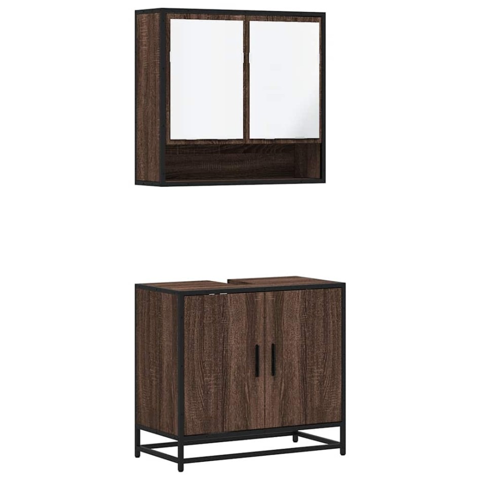 Set de muebles baño 2 pzas madera contrachapada marrón