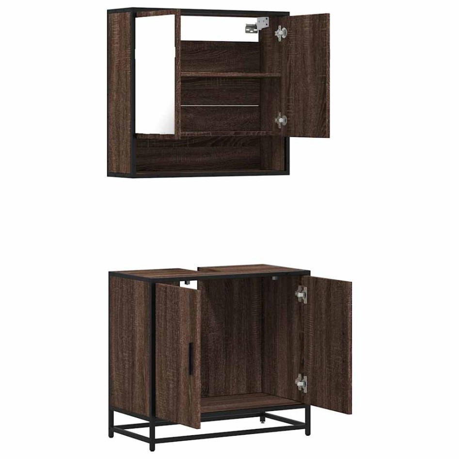 Set de muebles baño 2 pzas madera contrachapada marrón
