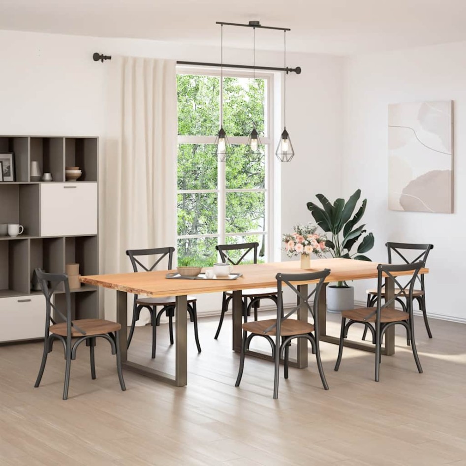 Patas mesa comedor forma U 3uds acero natural 100x(72-73)