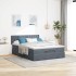 Estructura cama otomana colchón terciopelo gris