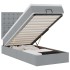 Cama otomana con colchón y LED tela gris claro 90x200