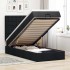 Estructura cama otomana colchón tela negro 90x200
