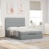 Estructura cama otomana con colchón tela gris claro 140x190