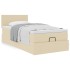 Cama otomana con colchón de tela color crema 100x200