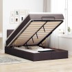 Cama otomana con colchón marrón oscuro 120x200 cm tela