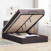 Cama otomana con colchón marrón oscuro 120x200 cm tela