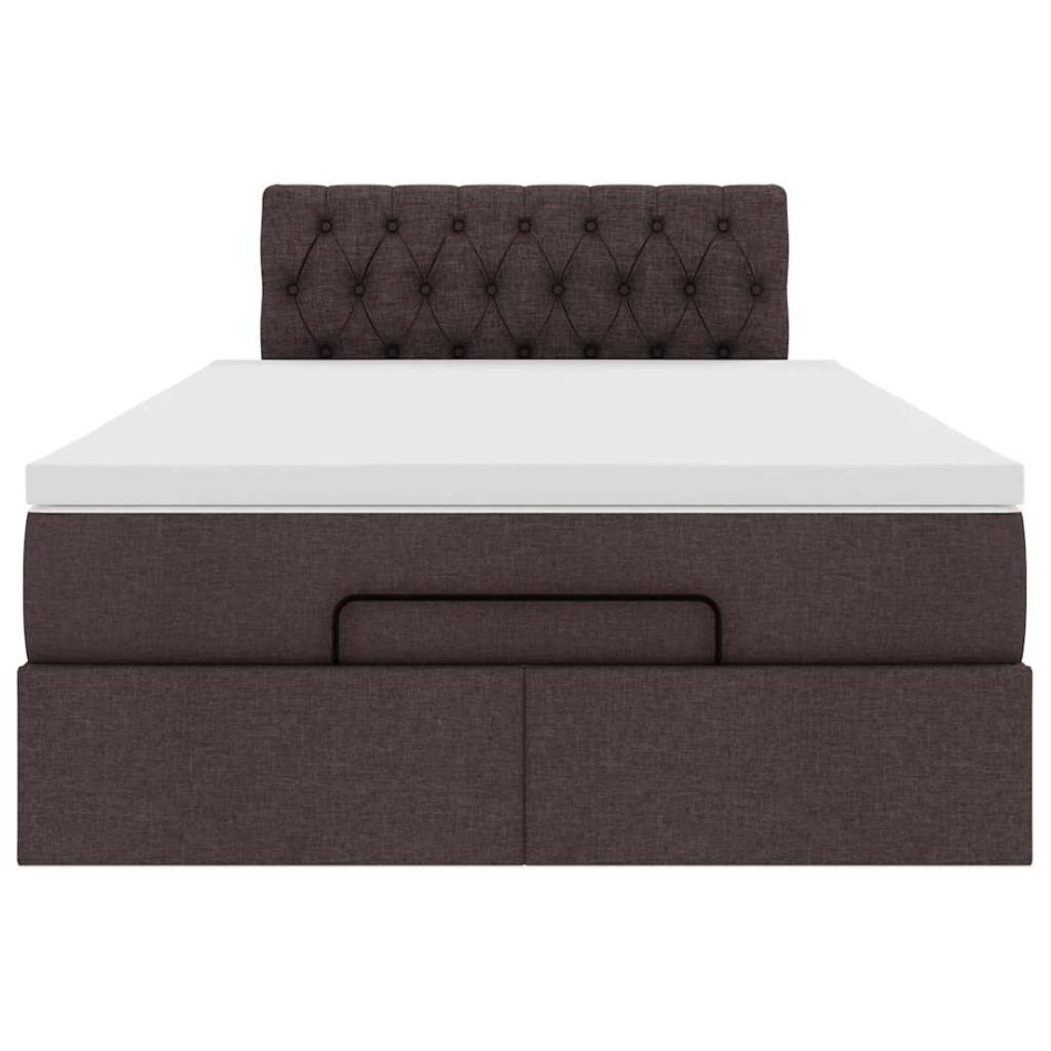 Cama otomana con colchón marrón oscuro 120x200 cm