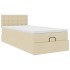 Cama otomana con colchón de tela color crema 100x200