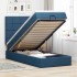 Cama otomana con colchón tela azul 100x200