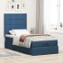 Cama otomana con colchón tela azul 100x200