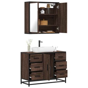 Set de muebles baño 2 pzas madera contrachapada marrón