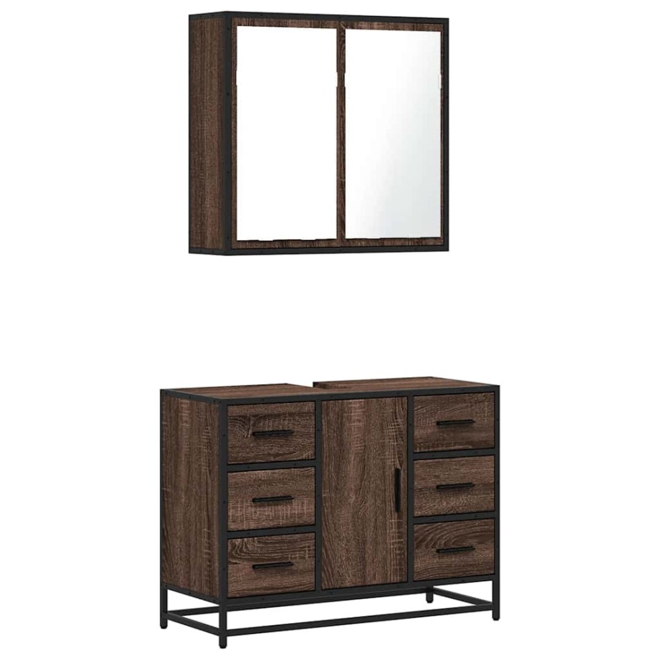 Set de muebles baño 2 pzas madera contrachapada marrón