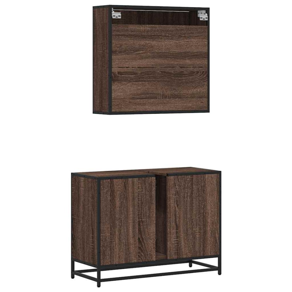 Set de muebles baño 2 pzas madera contrachapada marrón