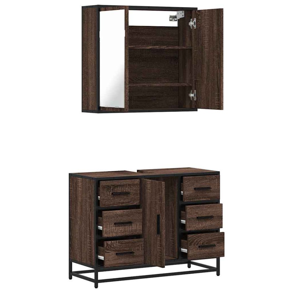Set de muebles baño 2 pzas madera contrachapada marrón
