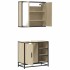 Set de muebles de baño 2 pzas madera contrachapada roble