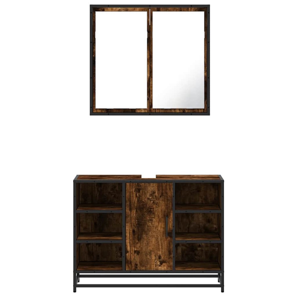 Set de muebles baño 2 pzas madera contrachapada roble