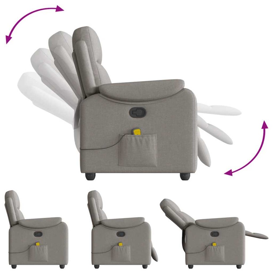Sillón de masaje reclinable de tela gris