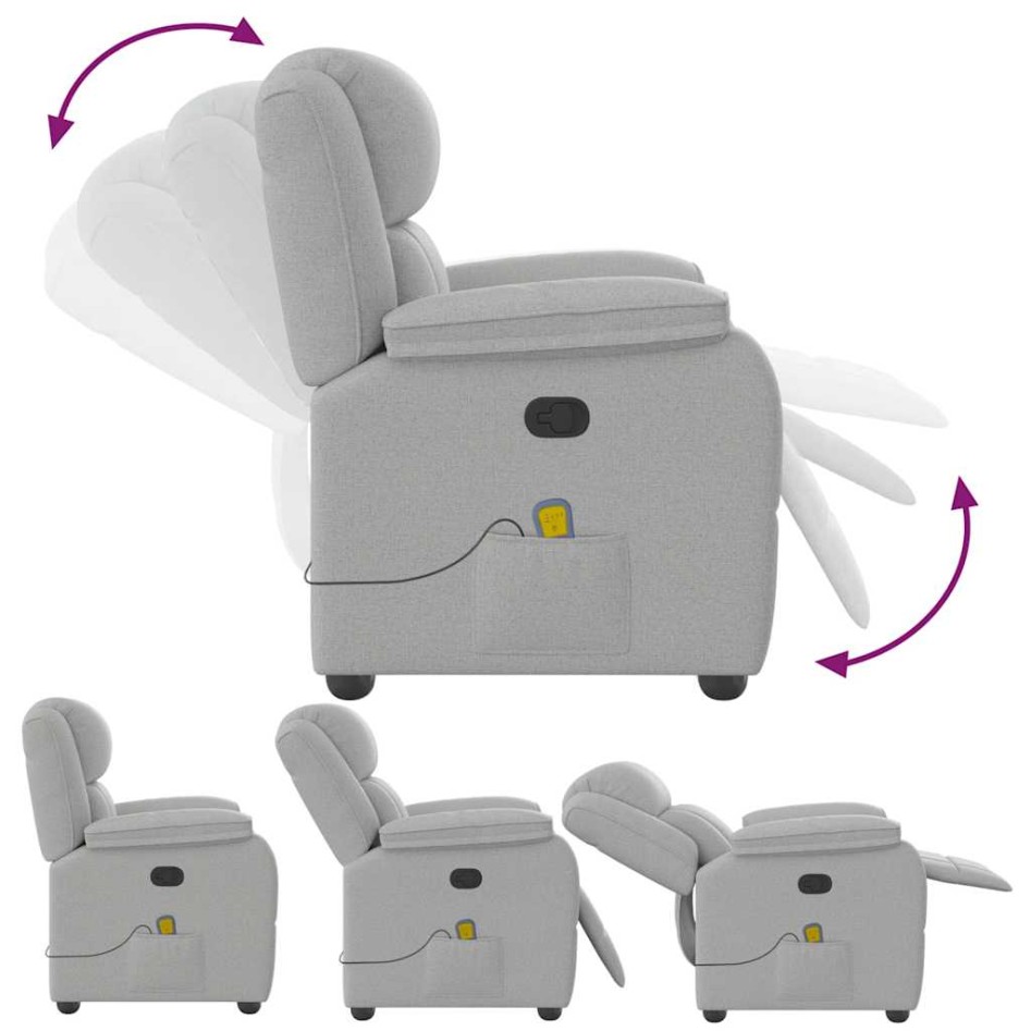 Sillón de masaje reclinable de tela gris
