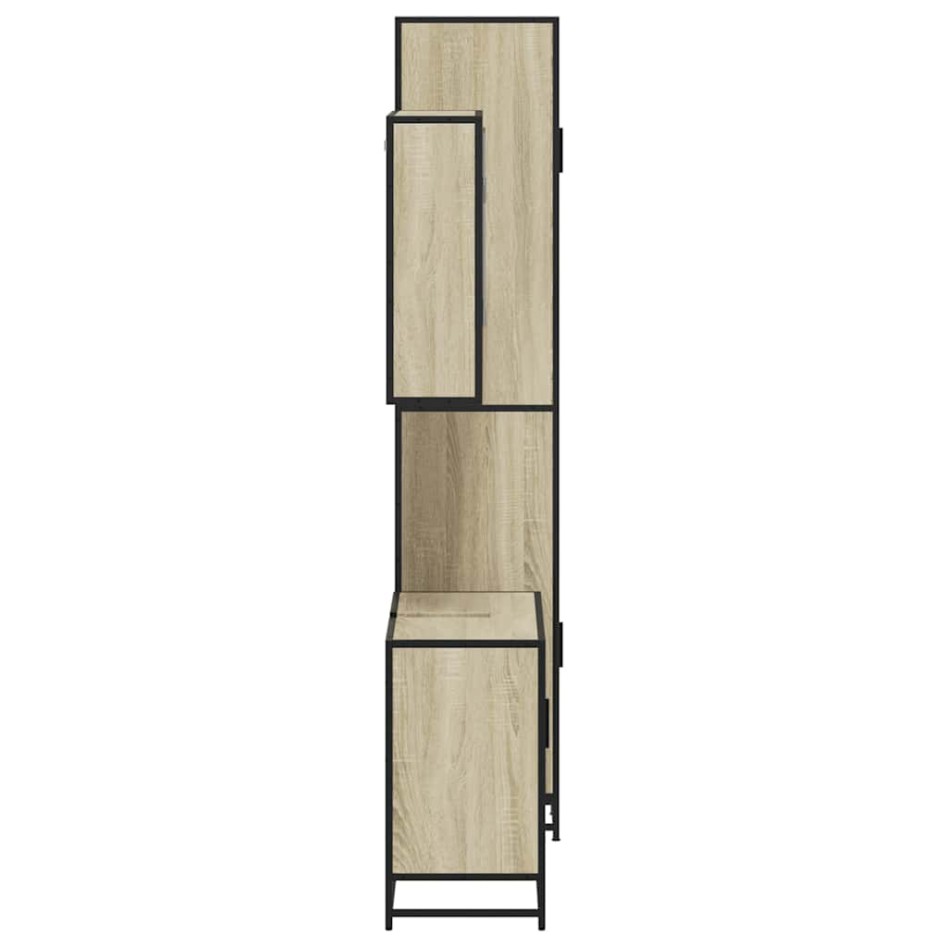 Set de muebles de baño 3 pzas madera contrachapada roble