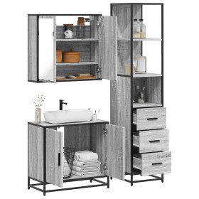 Set de muebles de baño 3 pzas madera contrachapada gris