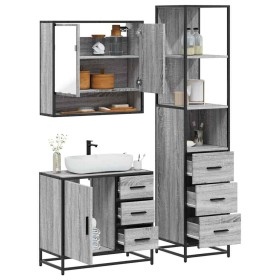 Set de muebles de baño 3 pzas madera contrachapada gris