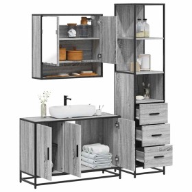 Set de muebles de baño 3 pzas madera contrachapada gris