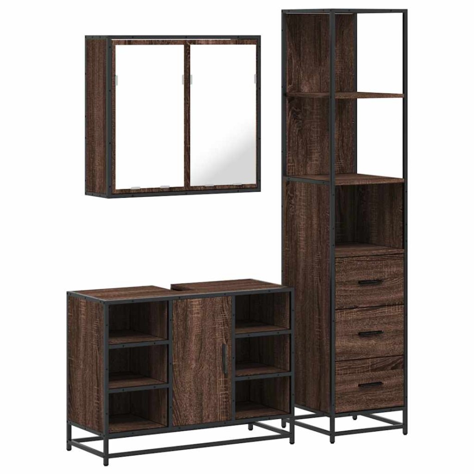 Set de muebles baño 3 pzas madera contrachapada roble
