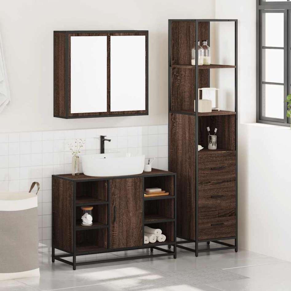 Set de muebles baño 3 pzas madera contrachapada roble