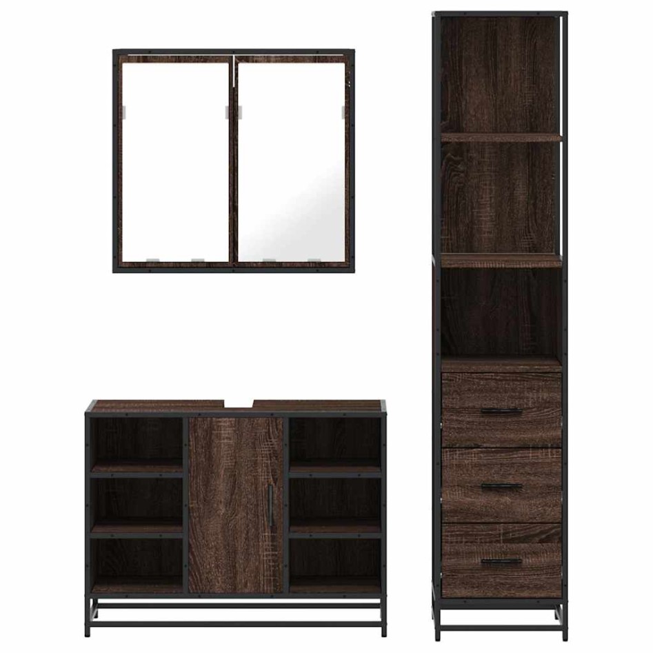 Set de muebles baño 3 pzas madera contrachapada roble