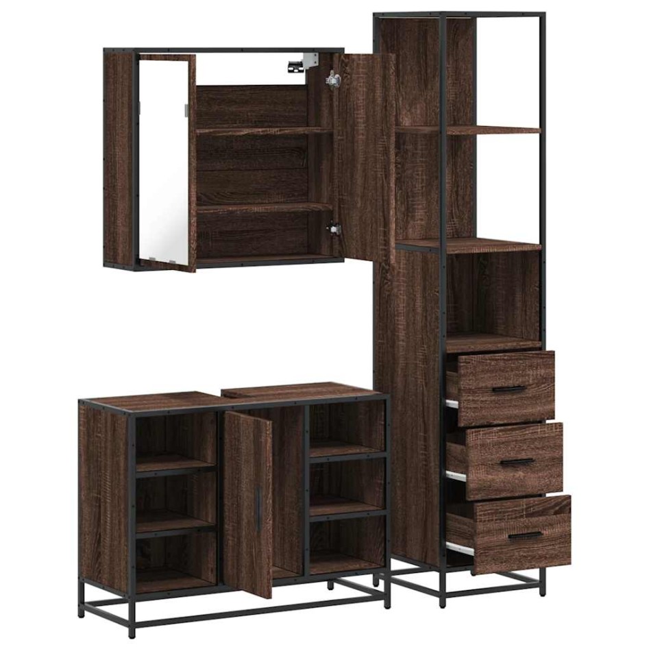 Set de muebles baño 3 pzas madera contrachapada roble