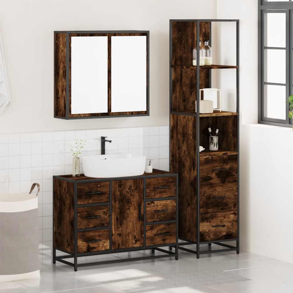 Set de muebles baño 3 pzas madera contrachapada roble