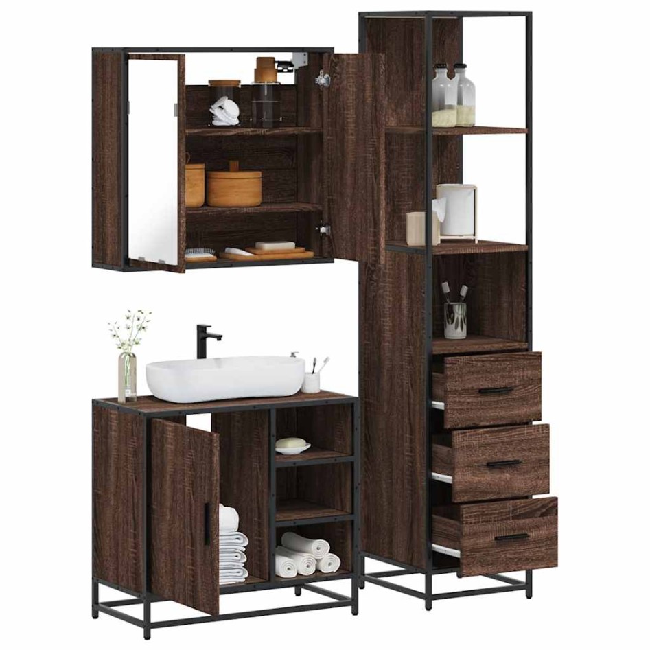 Set de muebles baño 3 pzas madera contrachapada roble