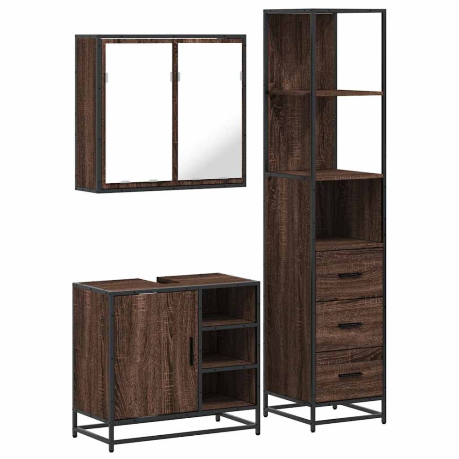 Set de muebles baño 3 pzas madera contrachapada roble