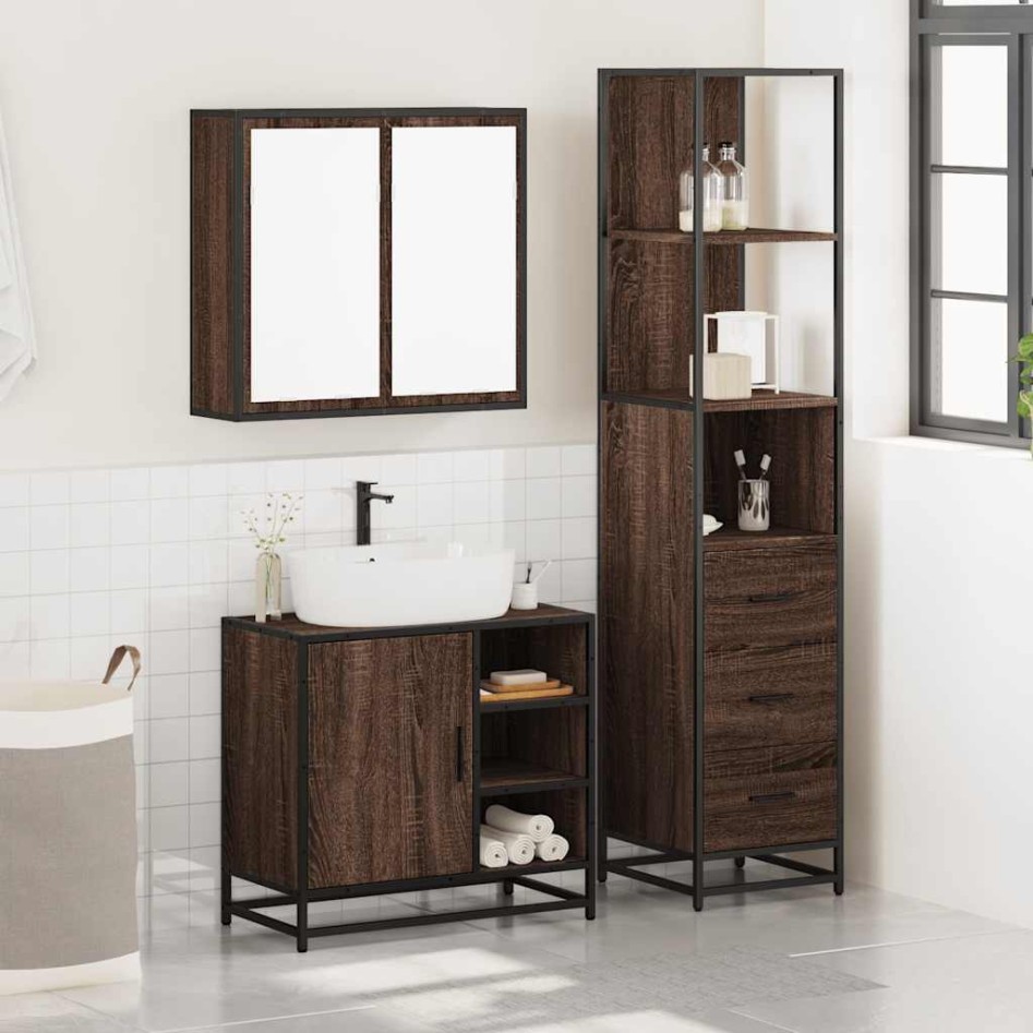 Set de muebles baño 3 pzas madera contrachapada roble