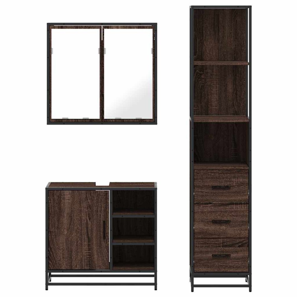 Set de muebles baño 3 pzas madera contrachapada roble