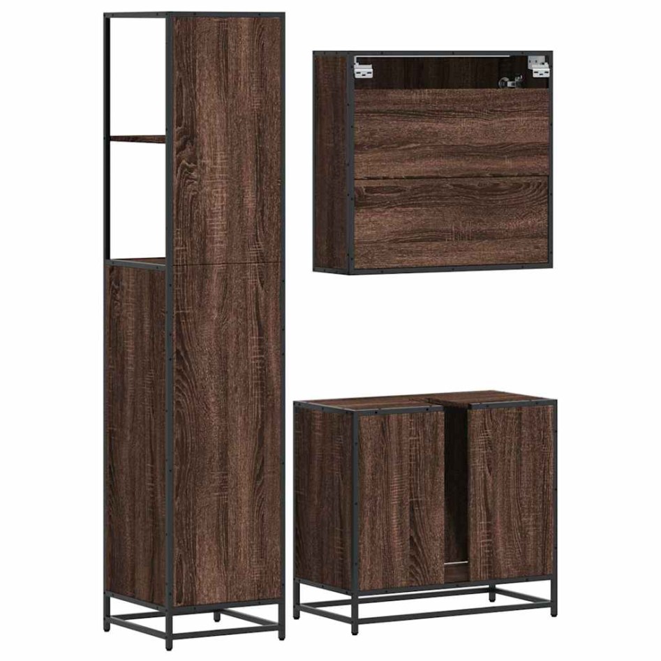 Set de muebles baño 3 pzas madera contrachapada roble