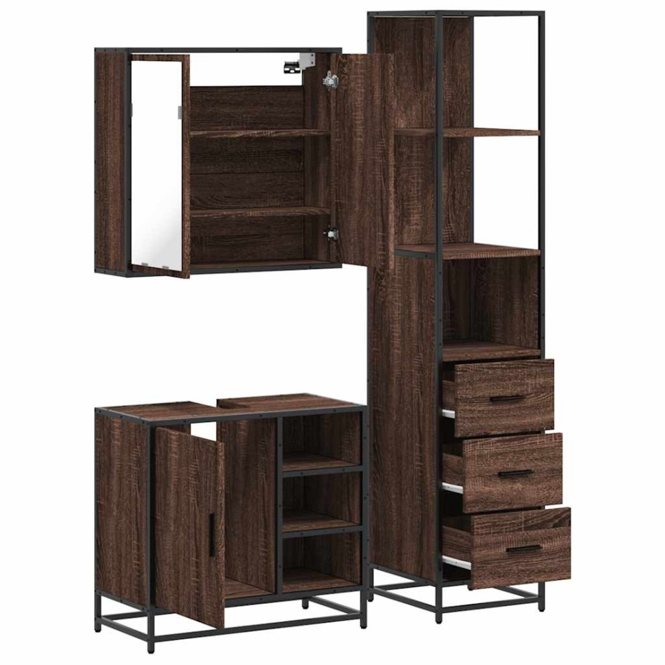 Set de muebles baño 3 pzas madera contrachapada roble