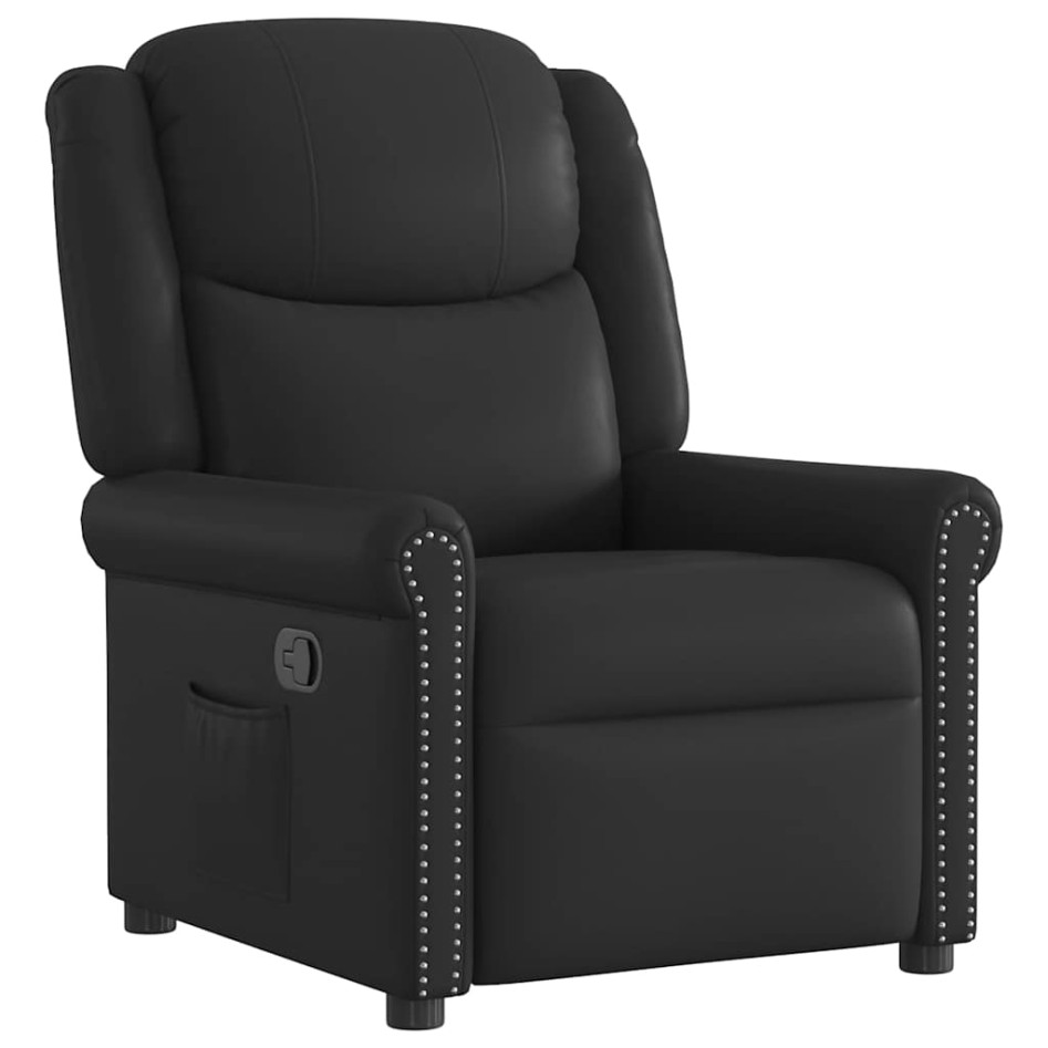 Sillón reclinable cuero sintético negro