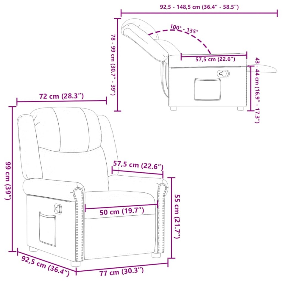 Sillón reclinable cuero sintético negro