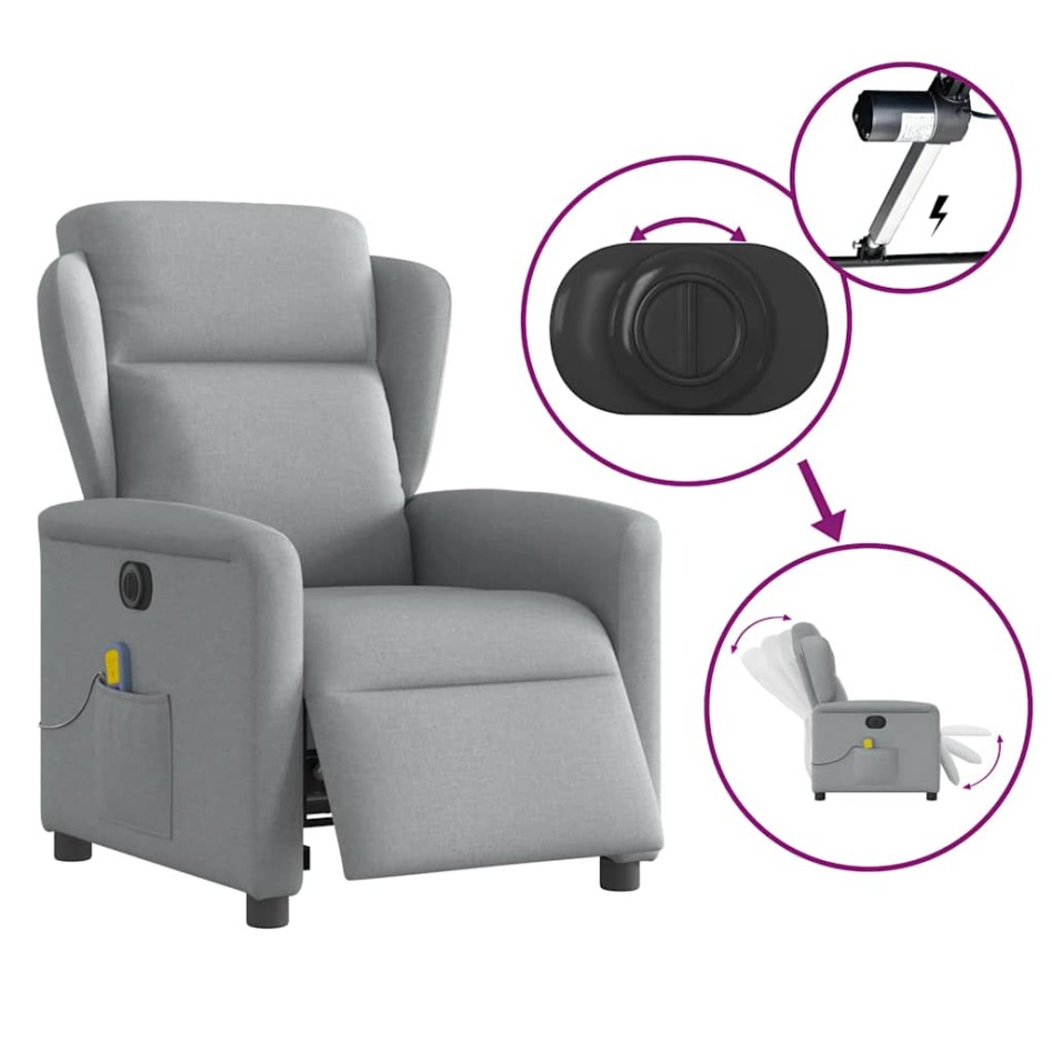 Sillón reclinable de masaje eléctrico tela gris
