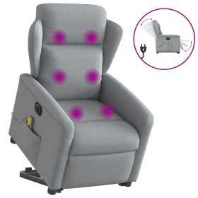 Sillón de masaje eléctrico reclinable elevable tela gris