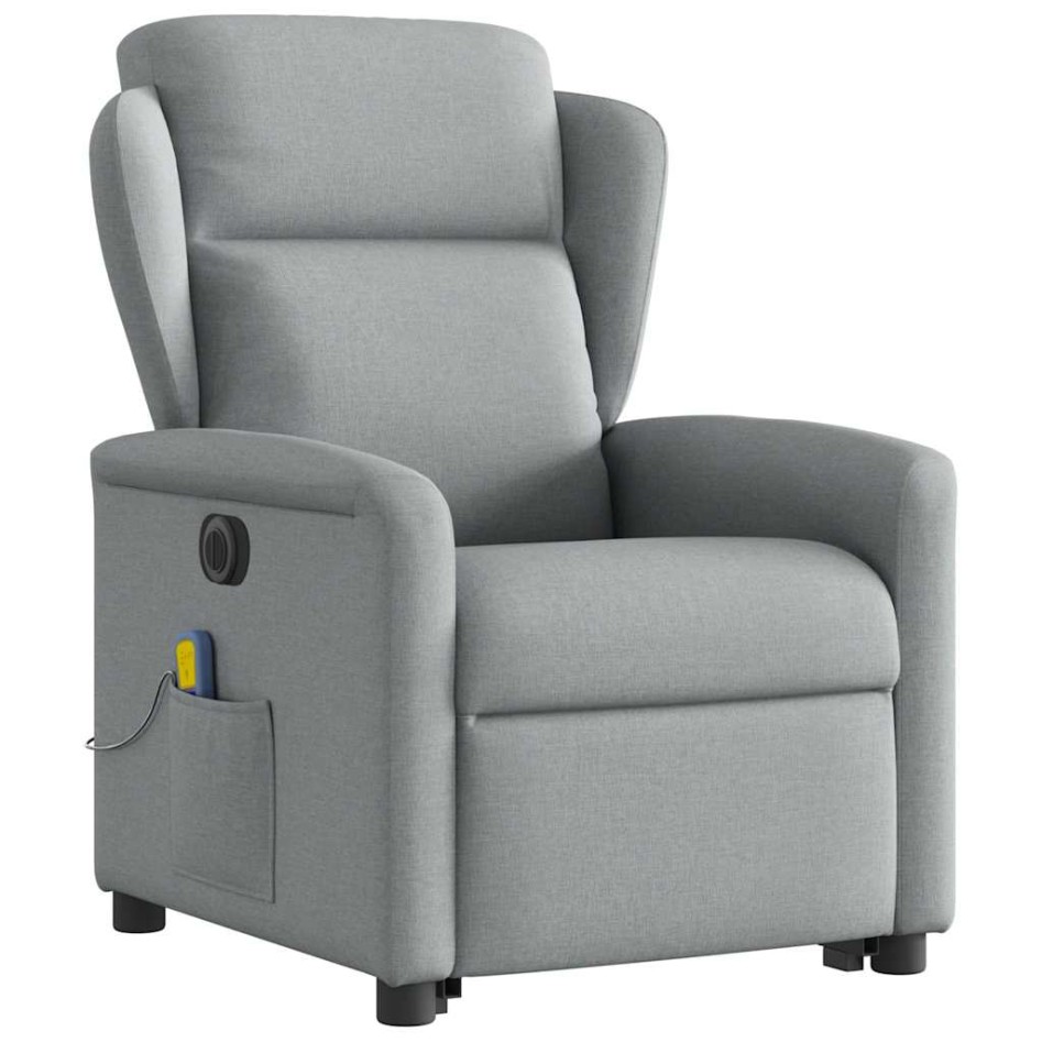 Sillón de masaje eléctrico reclinable elevable tela gris