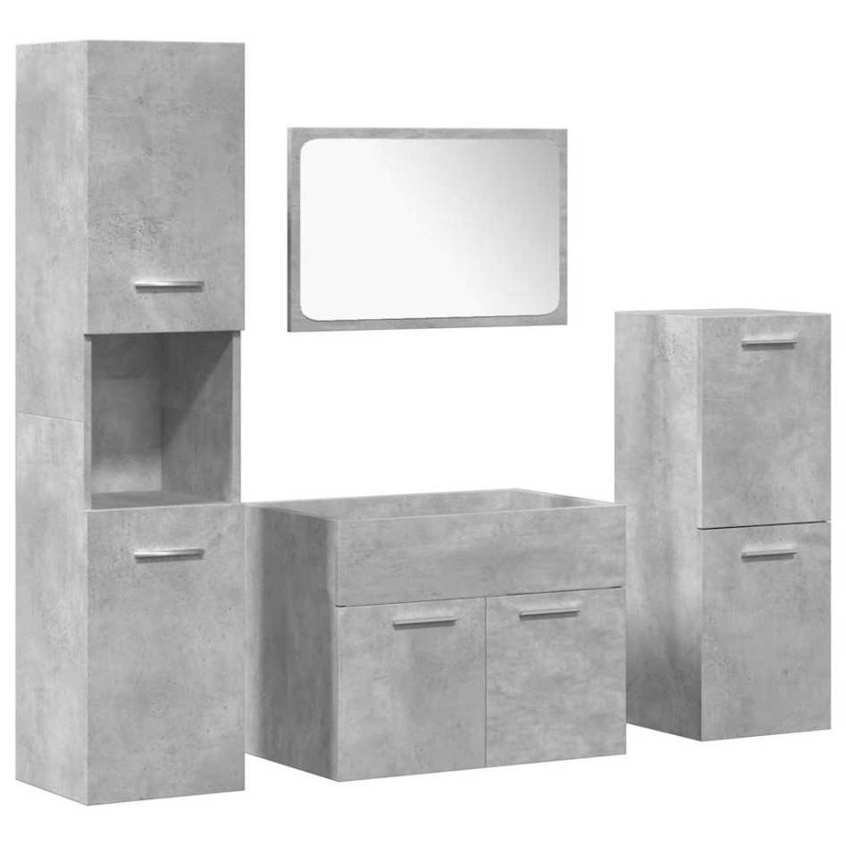 Juego muebles de baño 4 pzas madera contrachapada gris