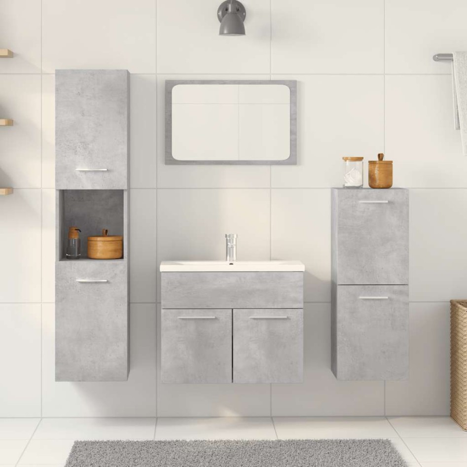 Juego muebles de baño 4 pzas madera contrachapada gris