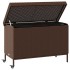 Caja de almacenaje jardín ruedas ratán PE marrón 110x55x73