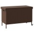 Caja de almacenaje jardín ruedas ratán PE marrón 110x55x73
