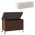 Caja de almacenaje jardín ruedas ratán PE marrón 110x55x73