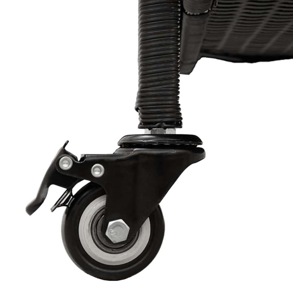 Caja almacenaje jardín ruedas ratán sintético negro