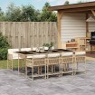 Set comedor de jardín 9 pzas con cojines ratán sintético beige