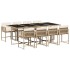 Set comedor de jardín 9 pzas con cojines ratán sintético